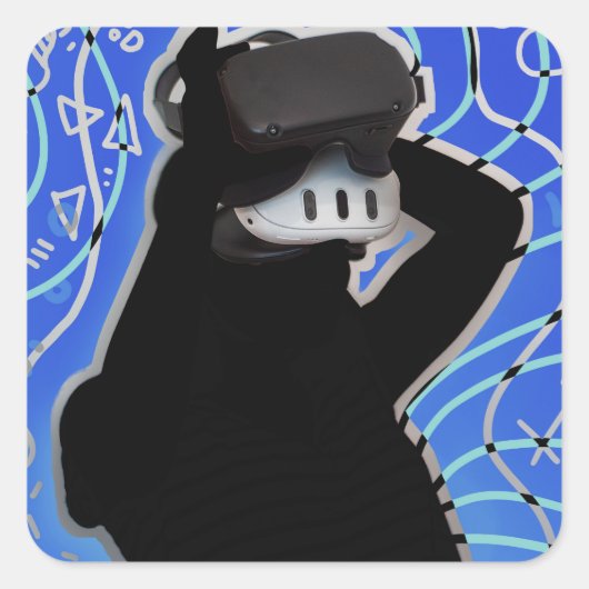 VR Headset Gaming Time Dynamische achtergrond Vierkante Sticker (Voorkant)