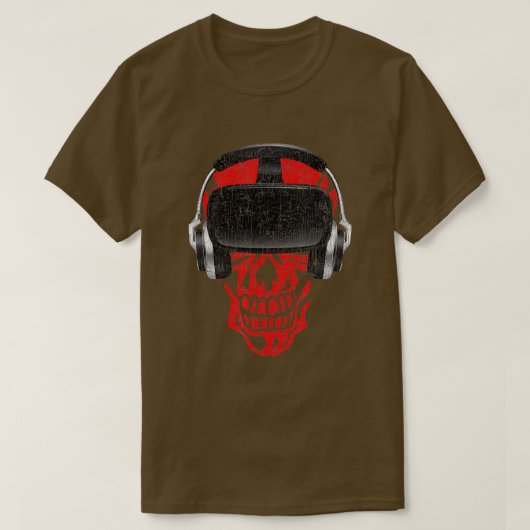 VR Headset Video Game Skull-virtuele realiteit Met T-shirt (Design voorkant)