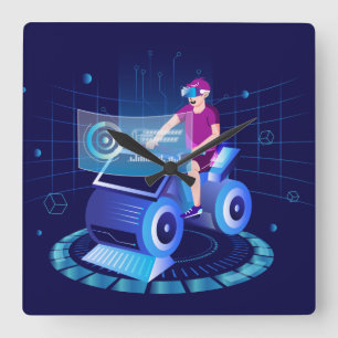 VR Sport vierkante wandklok