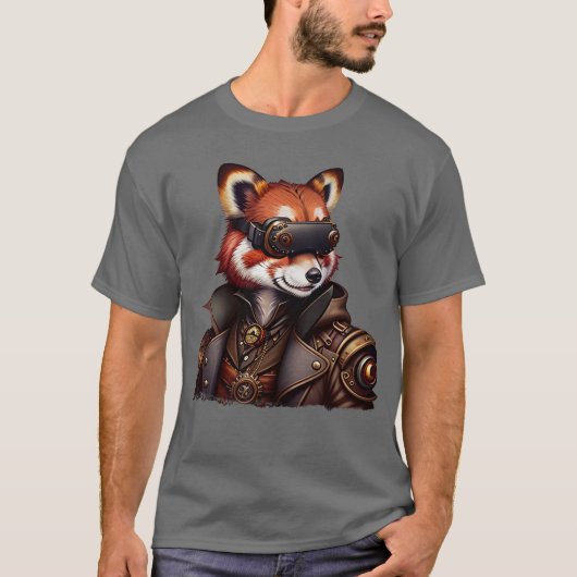 VR Steampunk Red Panda T-shirt (Voorkant)