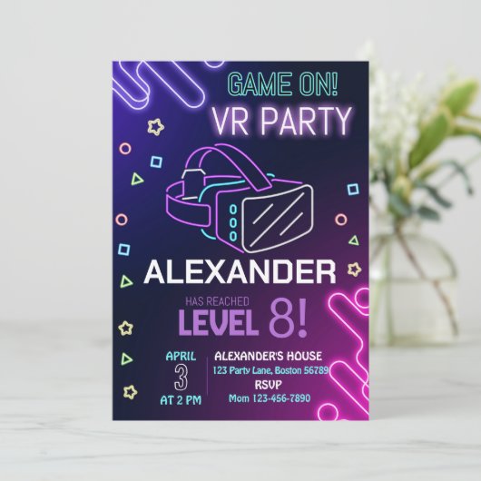 VR Uitnodiging voor verjaardag Virtual Reality (Staand voorkant)