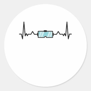 VR - Virtuele realiteit van cadeau Gamer hartslag Ronde Sticker