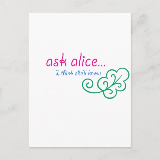 Vraag Alice Briefkaart (Voorkant)