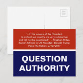 Vraag Autoriteit Anti-Trump Checks and Balances Briefkaart (Voorkant / Achterkant)