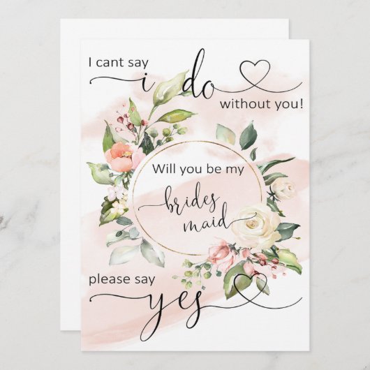 Vraag bruidspartij bruidsmeisje voorstel Kaart (Voorkant / Achterkant)