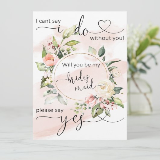 Vraag bruidspartij bruidsmeisje voorstel Kaart (Staand voorkant)