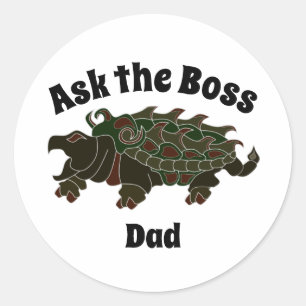 Vraag de Baas Pap Alligator Snapping Turtle Ronde Sticker