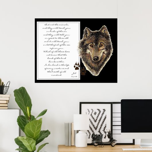 Vraag de Manuscript van Dieren van de Wolf van de  Poster (Thuiskantoor)