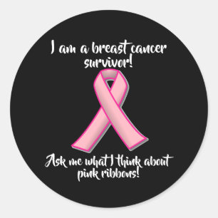 Vraag een overlevende borstkanker naar roze. ronde sticker
