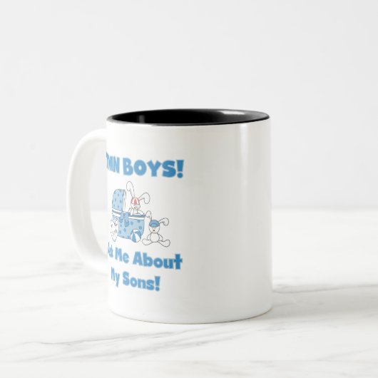 Vraag eens naar mijn tweelingschotel tweekleurige koffiemok (Voorkant links)