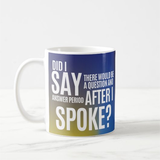 Vraag en antwoordperiode na het woord koffiemok (Links)