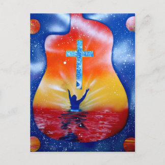 Vraag en gij ontvangen — man kruisgitaar briefkaart