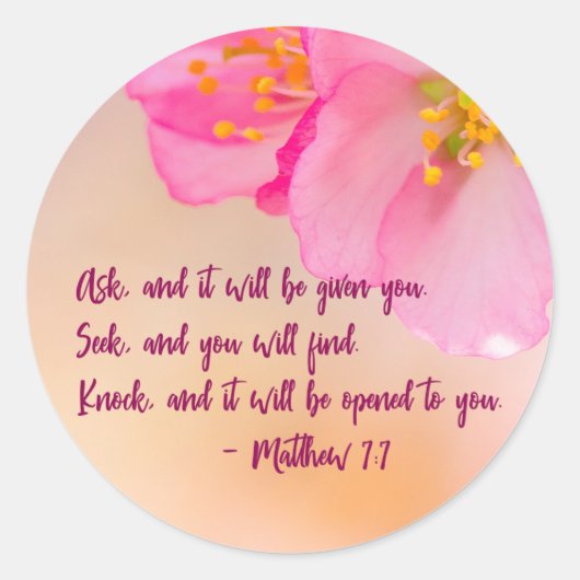 Vraag en het zal Christelijk Floral Inspirerend zi Ronde Sticker (Voorkant)
