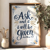 Vraag en het zal worden gegeven Mattheüs 7:7 Schri Poster