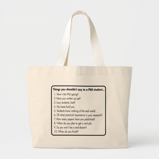 Vraag geen doctoraat grote tote bag (Voorkant)