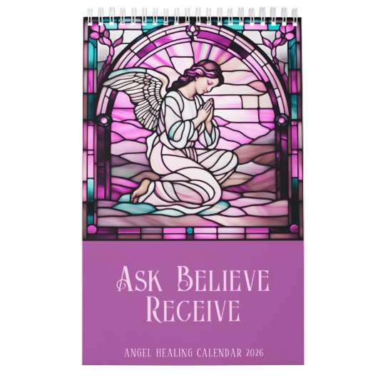 Vraag, geloof, ontvang Angel Glas in lood 2025 Kalender (Hoes)