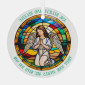 Vraag, geloof, ontvang | regenboogengel bevlekt glas ornament (Achterkant)