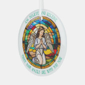 Vraag, geloof, ontvang | regenboogengel bevlekt glas ornament (Voorkant links)