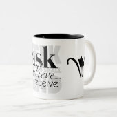 Vraag geloven ontvangen tweekleurige koffiemok (Voorkant rechts)
