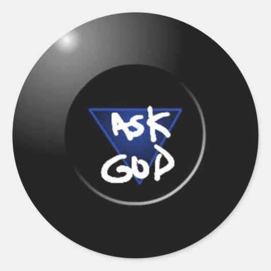 Vraag God Magic 8Ball sticker (Voorkant)