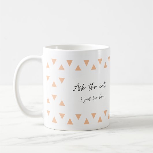 Vraag het de kat, ik woon hier gewoon, grappige mo koffiemok (Links)