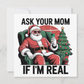 Vraag het je moeder Funny Santa Snarky Retro Kerst Feestdagenkaart (Voorkant)