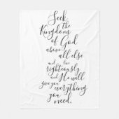 Vraag het Koninkrijk Matthew 6:33 Bijbelverse Fleece Deken (Voorkant)
