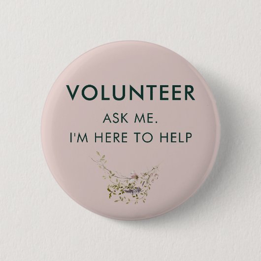Vraag het me aan Vrijwilliger Floral Events Assist Ronde Button 5,7 Cm (Voorkant)