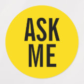 Vraag het me | Gele Vrijwilligersbadge Labels (Design 2)