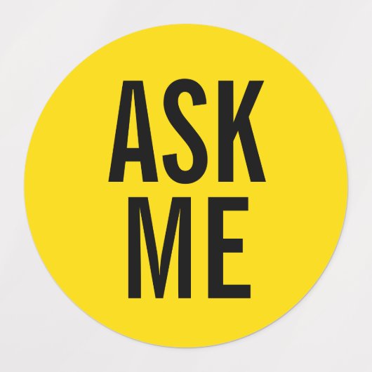 Vraag het me | Gele Vrijwilligersbadge Labels (Design 1)