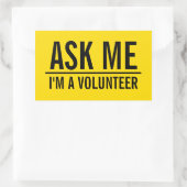 Vraag het me | Gele Vrijwilligersbadge Rechthoekige Sticker (Tas)