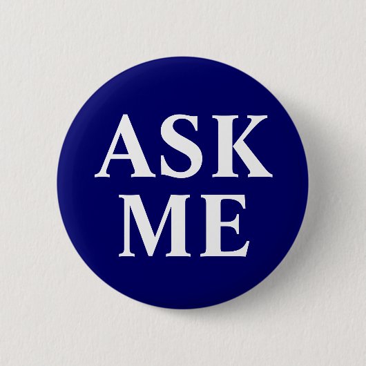 Vraag het me Navy Blue Badge Button (Voorkant)
