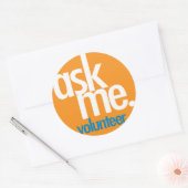 Vraag het me. Oranje vrijwilliger sticker (Envelop)