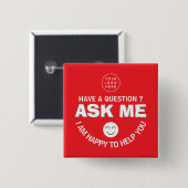 "Vraag het Mij" Vrijwillige Button (Voorkant /achterkant)