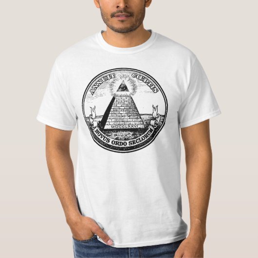 Vraag Illuminati New World Order T-shirt (Voorkant)