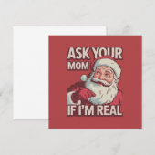 Vraag je moeder of ik echt grappig ben Kerstman Mo Kaart (Voorkant / Achterkant)