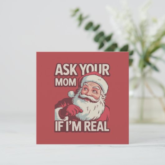 Vraag je moeder of ik echt grappig ben Kerstman Mo Kaart (Staand voorkant)