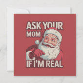 Vraag je moeder of ik echt grappig ben Kerstman Mo Kaart (Voorkant)