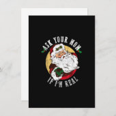 Vraag je moeder of ik echt grappig kerstkerstman b kaart (Voorkant / Achterkant)