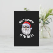 Vraag je moeder of ik echt grappig kerstkerstman b kaart (Staand voorkant)