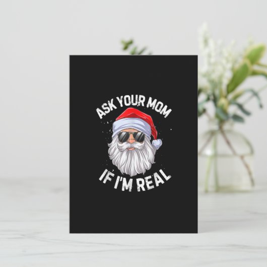 Vraag je moeder of ik echt grappig kerstkerstman b kaart (Staand voorkant)