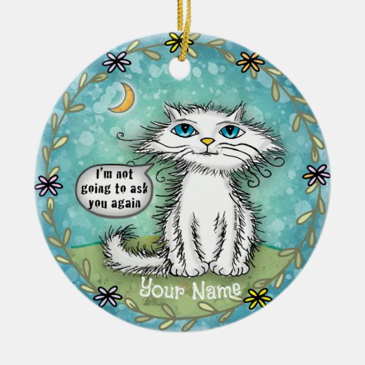 Vraag Jou Scraggles Kat Keramisch Ornament (Voorkant)