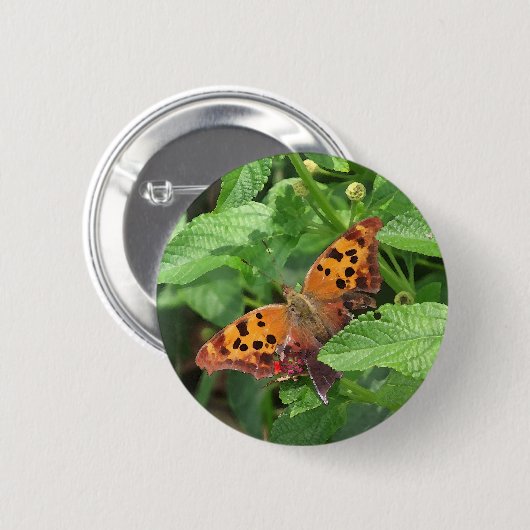 Vraag Mark Butterfly over Lantana Ronde Button 5,7 Cm (Voorkant /achterkant)
