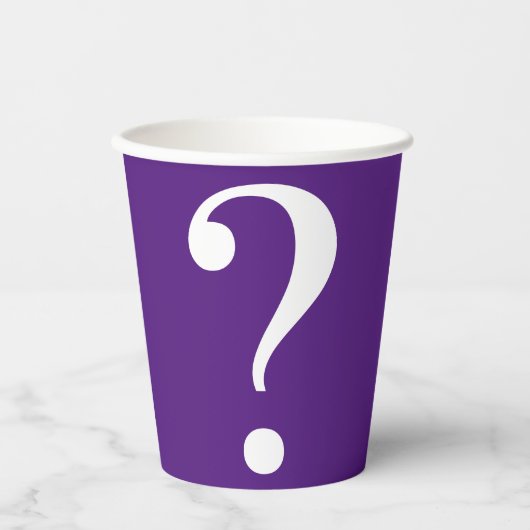 Vraag Mark Mystery Dare Paarse White Paper Cups Papieren Bekers (Voorkant)