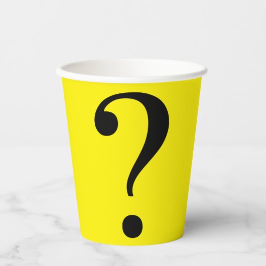 Vraag Mark Mystery Dare Yellow Black Paper Cups Papieren Bekers (Voorkant)