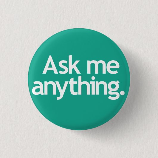 Vraag me alles. Groen Ronde Button 3,2 Cm (Voorkant)