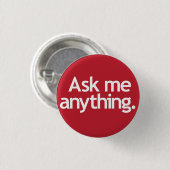 Vraag me alles. Rood Ronde Button 3,2 Cm (Voorkant /achterkant)