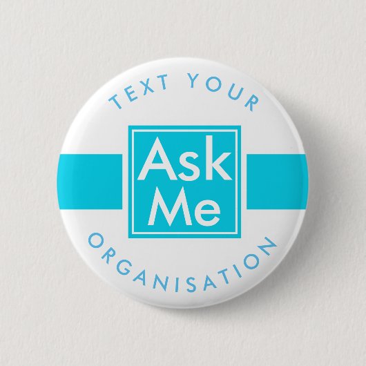 Vraag me Button voor school, vrijwilliger, theater (Voorkant)