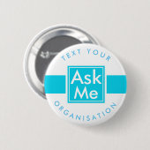 Vraag me Button voor school, vrijwilliger, theater (Voorkant /achterkant)