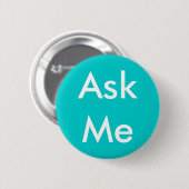 Vraag me Button voor vrijwilligers Aqua (Voorkant /achterkant)